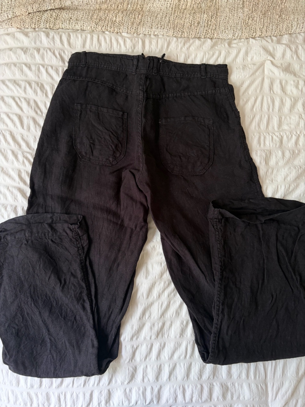 Urban Outfitters BDG Black Casual Linen-Blend Wide-Leg Pants - Picture 4 of 5